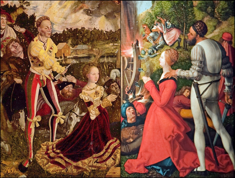 Männer in Strumpfhosen auf Gemälden von Cranach und Dürer