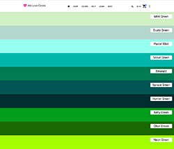 Zehn Farbvarianten für die grüne Strumpfhose bei Welovecolors