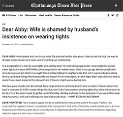 Mann in transparenten Strumpfhosen ärgert Ehefrau