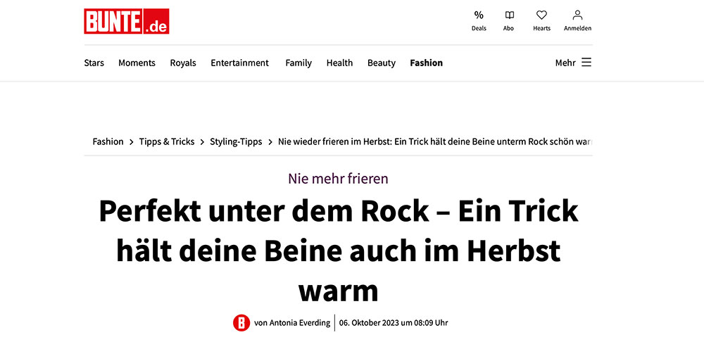 Screenshot von bunte.de