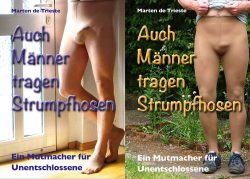 Zwei Titelseiten der Broschüre „Auch Männer tragen Strumpfhosen“